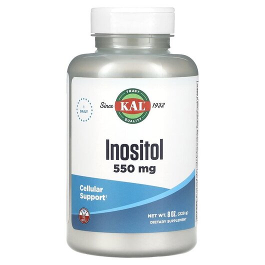 Основне фото товару Inositol 550 mg Основне фото товару KAL, Inositol 550 mg, Вітамін B8 Інозитол, 228 г