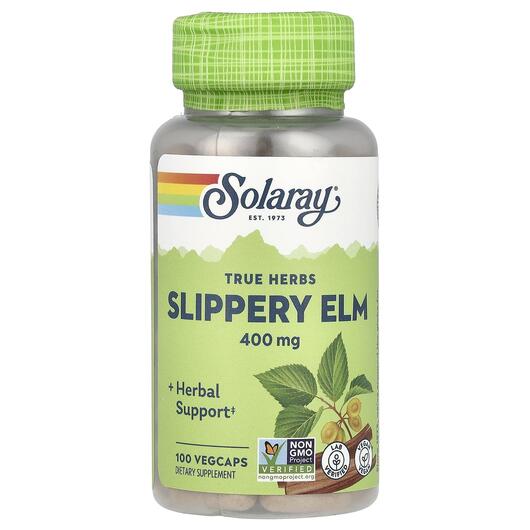 Основное фото товара Solaray, Скользкий вяз 400 мг, Slippery Elm 400 mg, 100 капсул