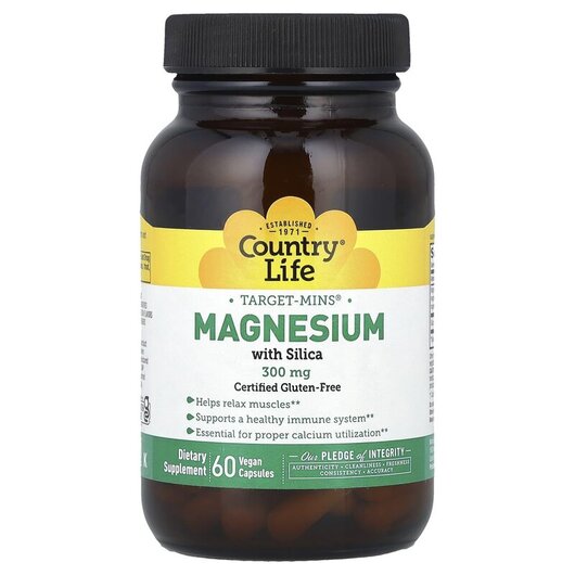 Основное фото товара Country Life, Магний, Target-Mins Magnesium Caps 300 mg, 60 капсу
