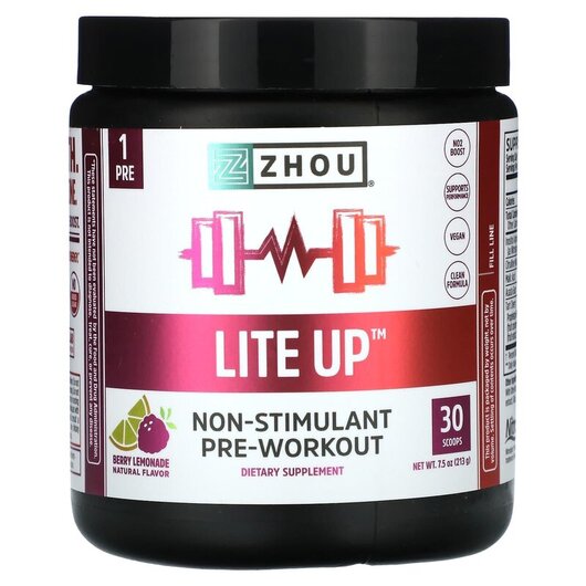 Основне фото товару Lite Up Non-Stimulant Pre-Workout Berry, Передтренувальний компле