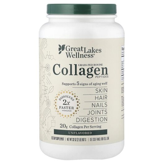 Основное фото товара Коллаген, Grass-Fed Bovine Collagen Peptides Unflavored, 907 г