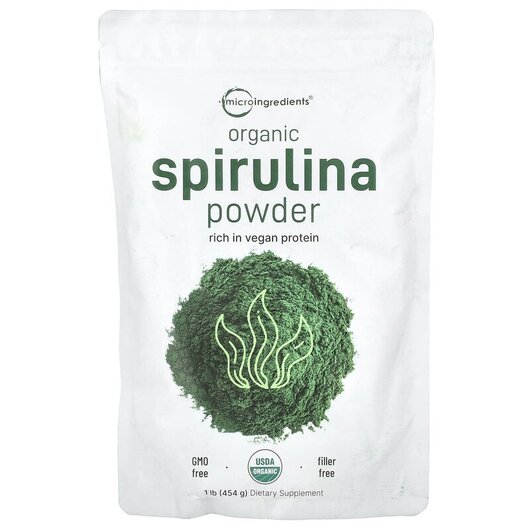 Основне фото товару Micro Ingredients, Organic Spirulina Powder, Спіруліна, 454 г