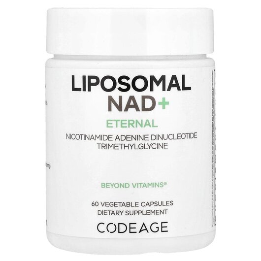 Основне фото товару Liposomal NAD+ Eternal Nicotinamide Adenine Dinucleotide Trimethylglycine Основне фото товару CodeAge, Liposomal NAD+ Eternal, Нікотинамід рибозид, 60 капсул