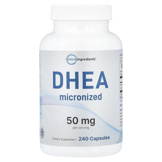 Основне фото товару DHEA, 25 mg Основне фото товару Micro Ingredients, DHEA, 25 mg, Підтримка гормонів, 240 капсул