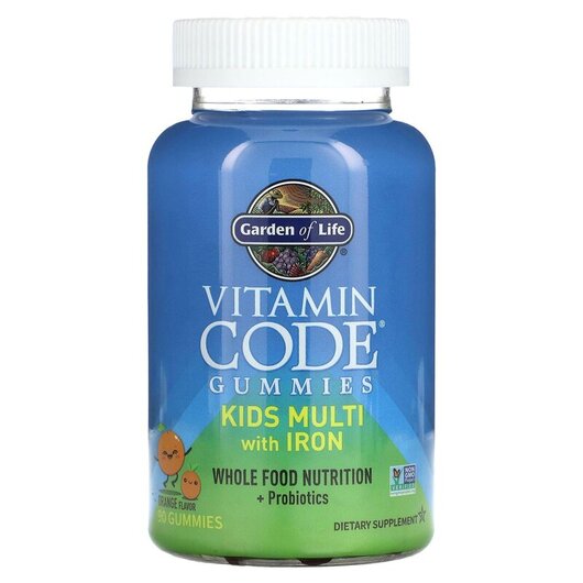 Основне фото товару Vitamin Code Gummies Kids Multi with Iron Orange Основне фото товару Vitamin Code Gummies Kids Multi with Iron Orange, Залізо, 90 табл
