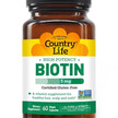 Фото товару Country Life, High Potency Biotin, Вітамін B7 Біотин, 60 капсул