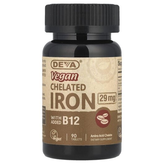 Основное фото товара Deva, Веганское Железо, Vegan Chelated Iron 29 mg, 90 таблеток