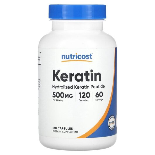Основное фото товара Nutricost, Кератин, Keratin 500 mg, 120 капсул