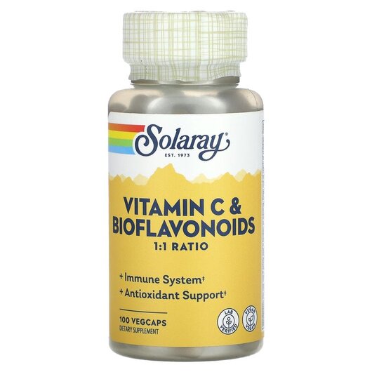 Основное фото товара Solaray, Витамин C, Vitamin C & Bioflavonoids 1:1 Ratio, 100 