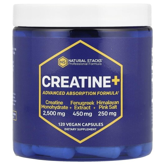 Основне фото товару Creatine+ Основне фото товару Natural Stacks, Creatine+, Креатин, 120 капсул