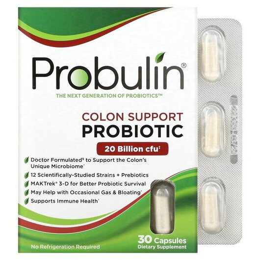 Основне фото товару Colon Support Probiotic Основне фото товару Probulin, Colon Support Probiotic, Колон Пробіотики, 30 капсул
