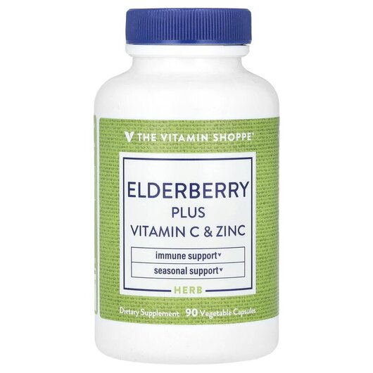 Основне фото товару Elderberry Plus Vitamin C & Zinc Основне фото товару Elderberry Plus Vitamin C & Zinc, Вітамін C, 90 капсул