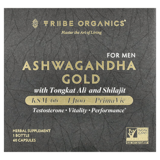 Основное фото товара Ashwagandha Gold For Men Основное фото товара Tribe Organics, Ашваганда, Ashwagandha Gold For Men, 60 капсул