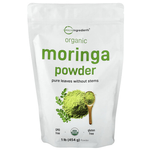 Основне фото товару Micro Ingredients, Organic Moringa Powder, Моринга, 454 г