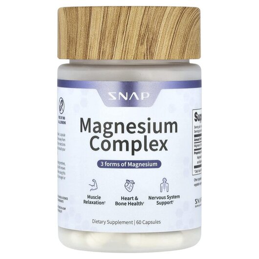 Основне фото товару Snap Supplements, Magnesium Complex, Магній, 60 капсул