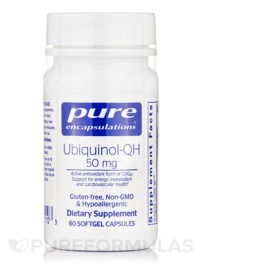 Основне фото товару Ubiquinol-QH 50 mg Основне фото товару Pure Encapsulations, Ubiquinol-QH 50 mg, Убіхінол, 60 капсул
