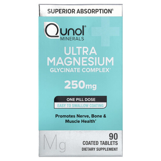 Основне фото товару Qunol, Ultra Magnesium Glycinate Complex 250 mg, Магній, 90 табле