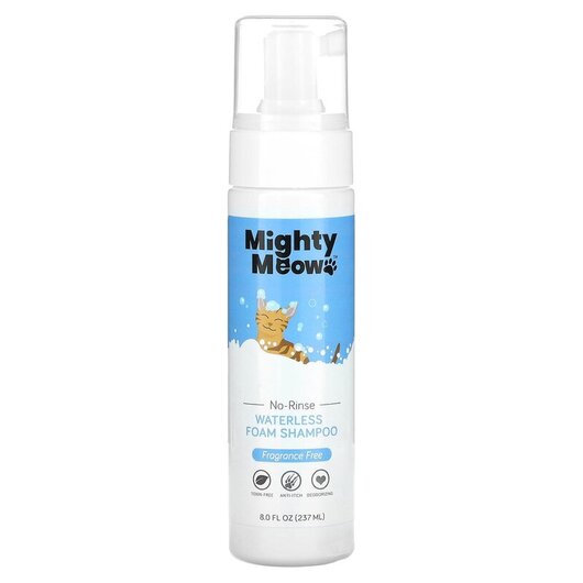 Основне фото товару Mighty Meow Waterless Foam Shampoo For Cats Fragrance Free, Шампу