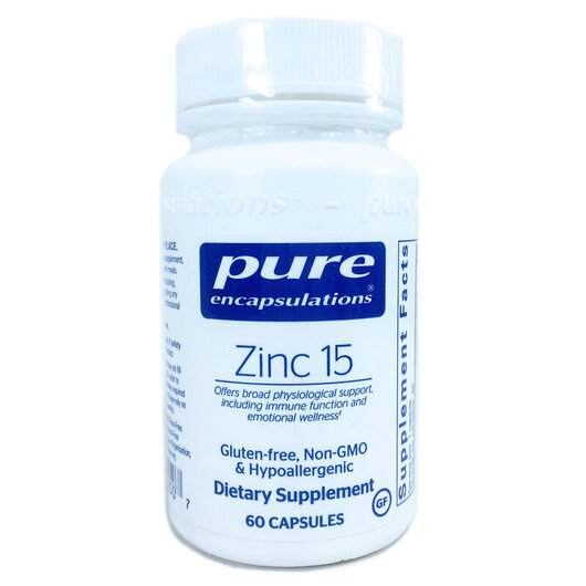 Основне фото товару Pure Encapsulations, Zinc 15 mg, Цинк 15 мг, 60 капсул