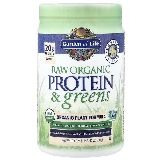 Основное фото товара RAW Protein & Greens Organic Plant Formula Vanilla Основное фото товара RAW Protein & Greens Organic Plant Formula, Органический Прот