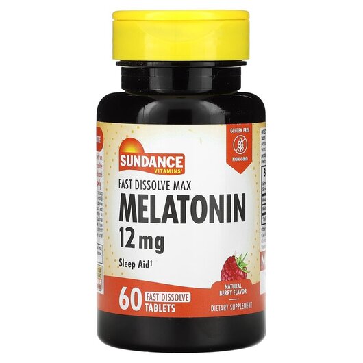 Основное фото товара Fast Dissolve Max Melatonin Natural Berry 12 mg, Мелатонин, 60 та