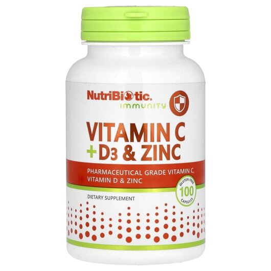 Основне фото товару NutriBiotic, Vitamin C + D3 & Zinc, Вітамін C D3 Цинк, 100 ка