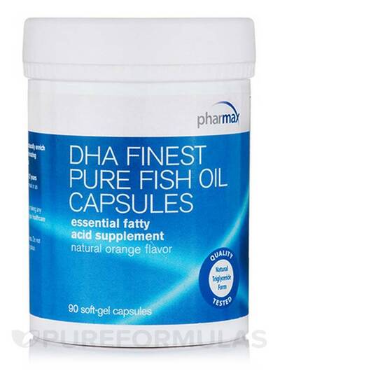 Основне фото товару DHA Finest Pure Fish Oil Natural Orange Flavor, Омега 3, 90 Soft-