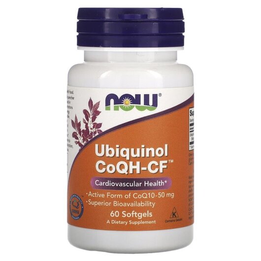 Основне фото товару NOW Foods, Ubiquinol CoQH-CF, Убіхінол CoQH-CF, 60 капсул