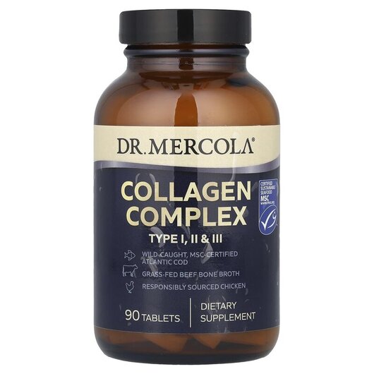Основне фото товару Dr. Mercola, Collagen Complex Type I II & III, Колаген, 90 та
