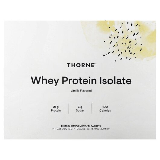 Основне фото товару Whey Protein Isolate Vanilla Основне фото товару Thorne, Whey Protein Isolate Vanilla, Протеїн Ізолят, 14 шт