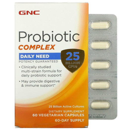 Основное фото товара Пробиотики, Probiotic Complex Daily Need 25 Billion CFUs, 60 капс
