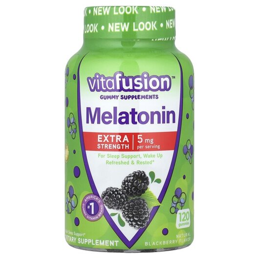 Основне фото товару Melatonin Extra Strength Blackberry 2.5 mg Основне фото товару Melatonin Extra Strength Blackberry 2.5 mg, Мелатонін, 120 таблет