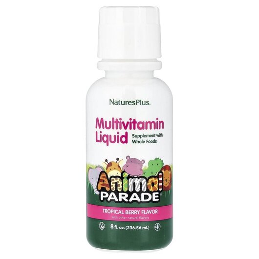 Основне фото товару Parade Liquid Children's Multi-Vitamin Tropical Berry Основне фото товару Natures Plus, Animal Parade Liquid, Вітаміни для дітей, 236.56 мл