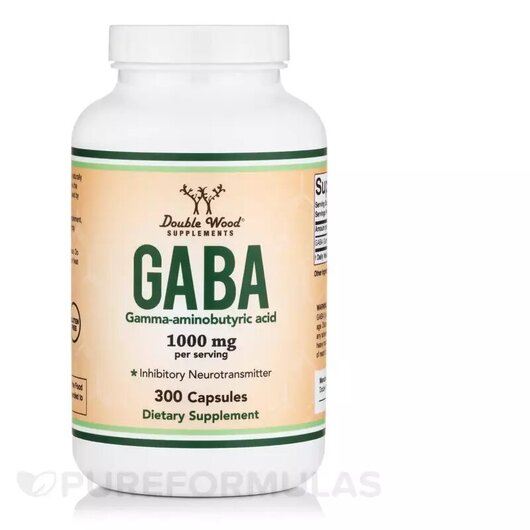 Основне фото товару GABA 1000 mg Основне фото товару Double Wood, GABA 1000 mg, ГАМК, 300 капсул