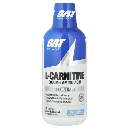 Основне фото товару Liquid L-Carnitine Blue Raspberry 3000 mg Основне фото товару GAT, Liquid L-Carnitine Blue Raspberry 3000 mg, L-Карнітин, 473 м