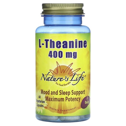 Основне фото товару Natures Life, L-Theanine 200 mg, L-Теанін, 60 капсул