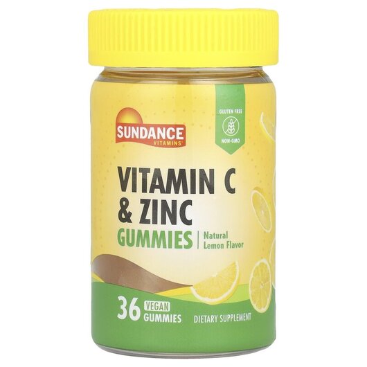 Основне фото товару Vitamin C & Zinc Gummies Natural Lemon, Вітамін C, 36 таблето