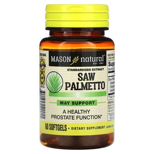 Основне фото товару Saw Palmetto Standardized Extract Основне фото товару Mason, Saw Palmetto Standardized Extract, Со Пальметто, 60 капсул