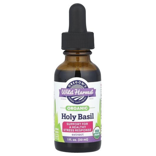 Основне фото товару Organic Holy Basil Extract 333 mg, Базилік, 30 мл