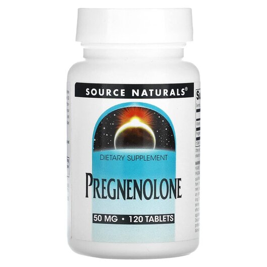 Основне фото товару Pregnenolone 50 mg Основне фото товару Source Naturals, Pregnenolone 50 mg, Прегненолон 50 мг, 120 табле