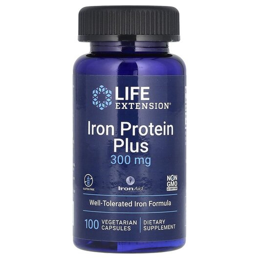 Основное фото товара Life Extension, Железо 300 мг, Iron Protein Plus 300 mg, 100 капс