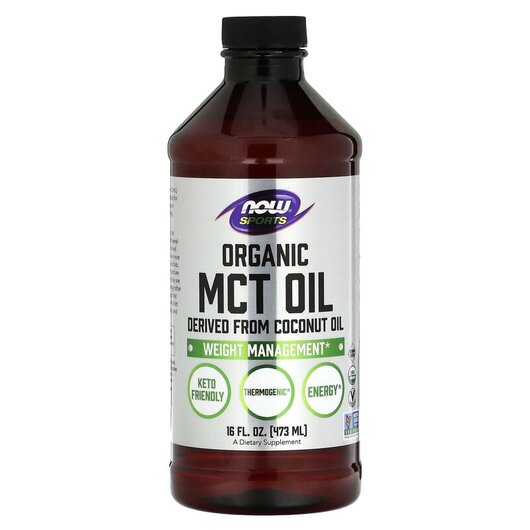Основне фото товару NOW Foods, Sports Organic MCT Oil, МСТ Тригліцериди, 473 мл