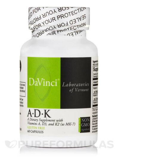 Основное фото товара DaVinci Laboratories, Витамины A и D, A.D.K, 60 капсул