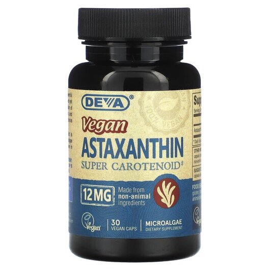 Основное фото товара Deva, Астаксантин, Vegan Astaxanthin Super Carotenoid 12 mg, 30 к