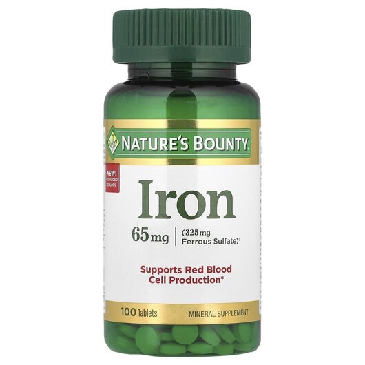 Основное фото товара Iron 65 mg Основное фото товара Nature's Bounty, Железо 65 мг, Iron 65 mg, 100 таблеток
