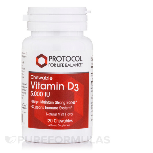 Основне фото товару Chewable Vitamin D3 5000 IU Mint Основне фото товару Chewable Vitamin D3 5000 IU Mint, Вітамін D3, 120 таблеток