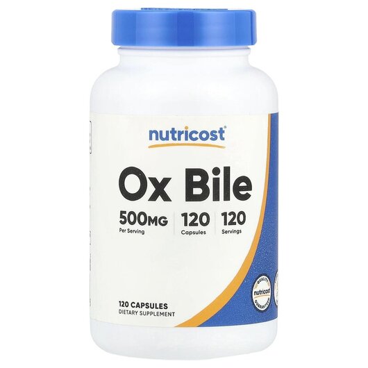 Основное фото товара Nutricost, Бычья желчь, Ox Bile 500 mg, 120 капсул