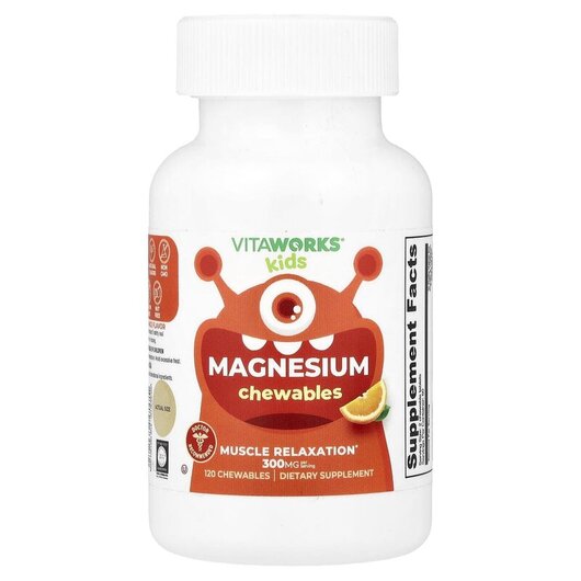 Основное фото товара VitaWorks, Магний, Kids Magnesium Chewables Orange, 120 таблеток