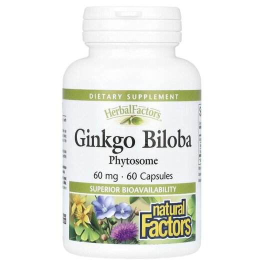 Основное фото товара Natural Factors, Гинкго Билоба, Ginkgo Biloba Phytosome, 60 капсу