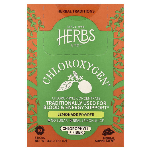 Основне фото товару ChlorOxygen Chlorophyll + Fiber Powder Lemonade, Хлорофіл, 10 шт